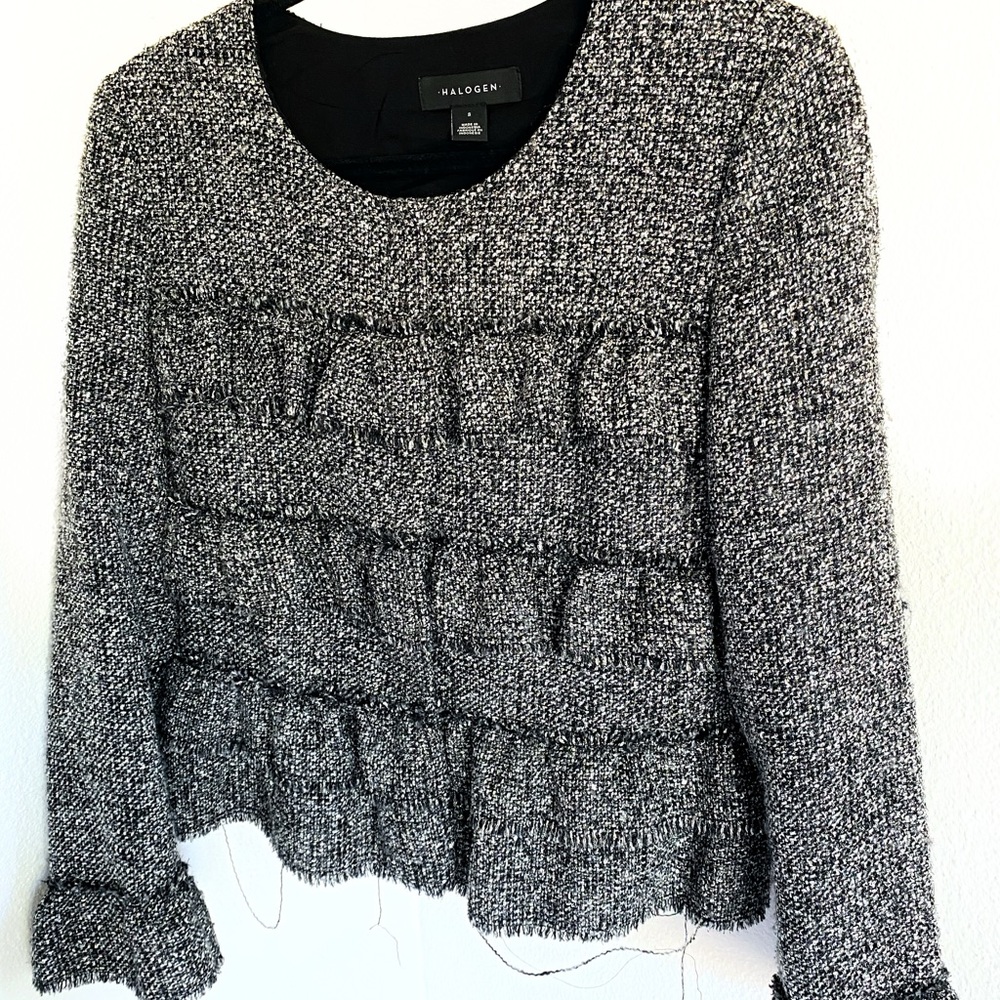 Halogen Distressed Tweed Jacket Black Small